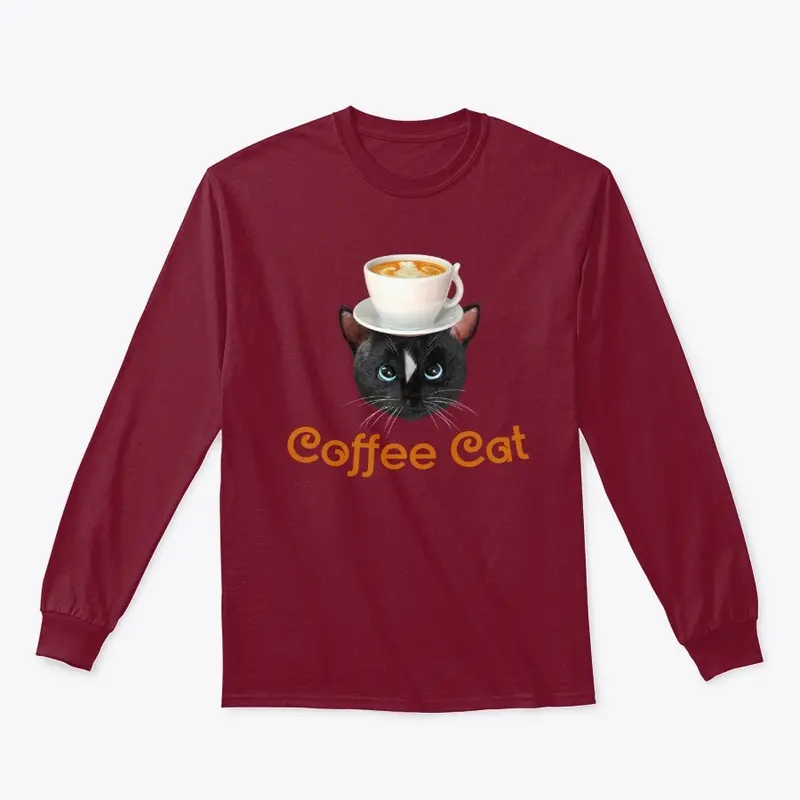 Coffee Cat with Cup on Head