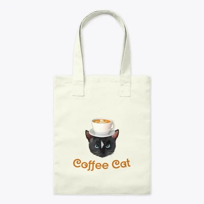 Coffee Cat with Cup on Head