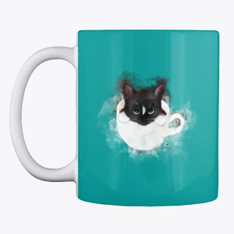 Cute Coffee Cup Cat Painted