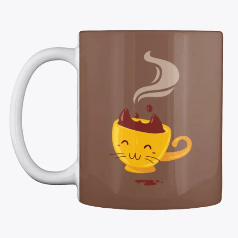 Cute Cartoon Coffee Cup Cat