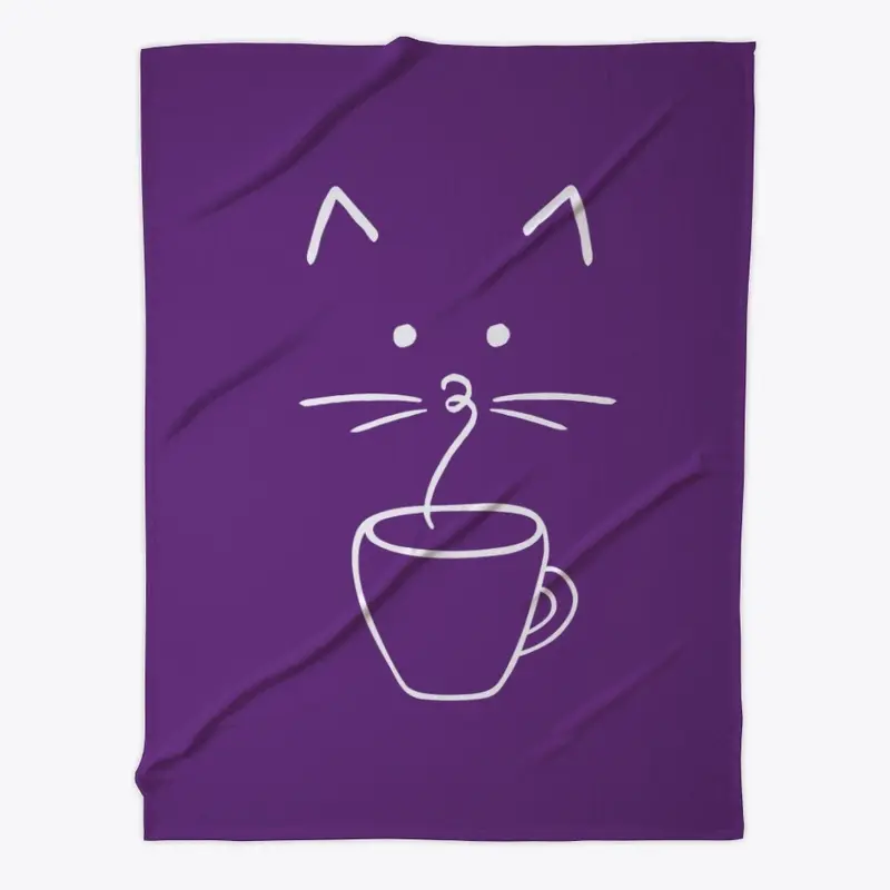 Hot Coffee Steam Cat Face Line Art