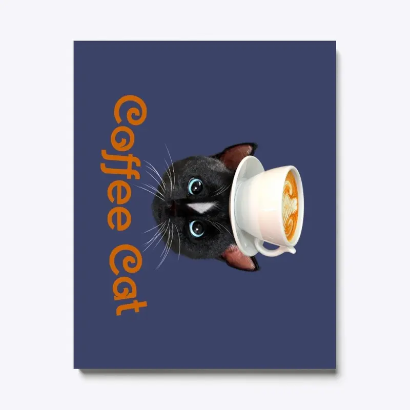 Coffee Cat with Cup on Head